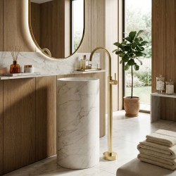 Bateria umywalkowa podłogowa Rea Lungo Złota