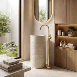 Bateria umywalkowa podłogowa Rea Lungo Złota