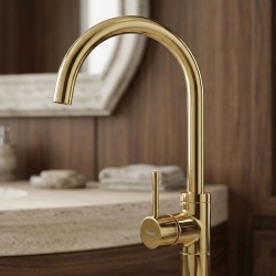 Bateria umywalkowa podłogowa Rea Lungo Złota