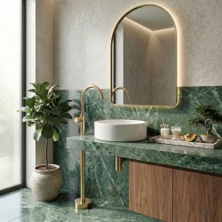 Bateria umywalkowa podłogowa Rea Lungo Złota