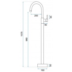 Bateria umywalkowa podłogowa Rea Lungo Złota