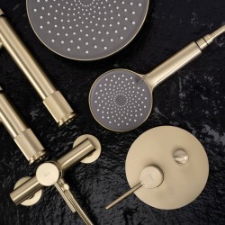 Zestaw natryskowy podtynkowy Rea Lungo Stripe Złoty Szczotkowany + BOX