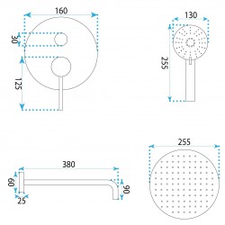Zestaw natryskowy podtynkowy Rea Lungo Stripe Złoty Szczotkowany + BOX