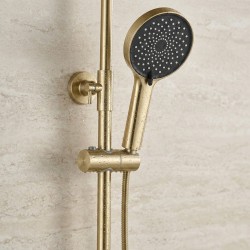 Zestaw natryskowy Rea Lungo Stripe Złoto Szczotkowane