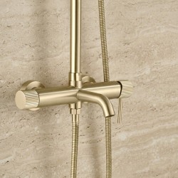 Zestaw natryskowy Rea Lungo Stripe Złoto Szczotkowane