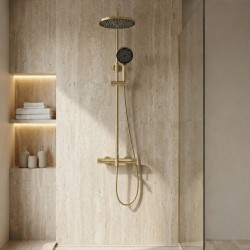 Zestaw natryskowy Rea Lungo Stripe Złoto Szczotkowane