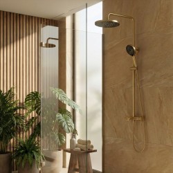 Zestaw natryskowy Rea Lungo Stripe Złoto Szczotkowane