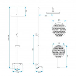 Zestaw natryskowy Rea Lungo Stripe Złoto Szczotkowane