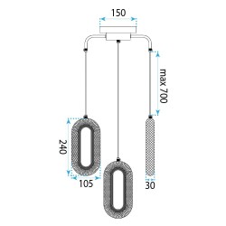 LAMPA SUFITOWA WISZĄCA LED G173-3CP ZŁOTA