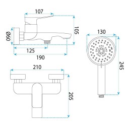 Bateria wannowa PREMIUM REA Vision Chrom
