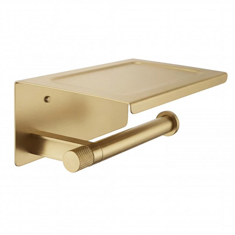 Uchwyt na papier toaletowy z półką 39105A ORI Złoty Szczotkowany
