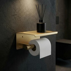 Uchwyt na papier toaletowy z półką 39105A ORI Złoty Szczotkowany