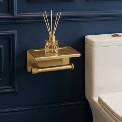 Uchwyt na papier toaletowy z półką 39105A ORI Złoty Szczotkowany