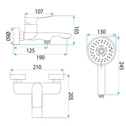 Bateria wannowa PREMIUM REA Vision Złota