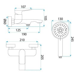 Bateria wannowa PREMIUM REA Vision Miedź Szczotkowana