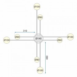 LAMPA SUFITOWA NOWOCZESNA 8-RAMIENNA LED APP523-8C Czarna