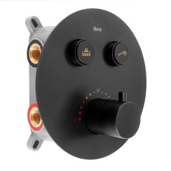 Zestaw Prysznicowy Podtynkowy z termostatem LUNGO Czarny + BOX