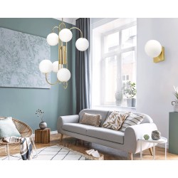 Lampa Ścienna Kinkiet Szklana Kula APP1009-1W Złota