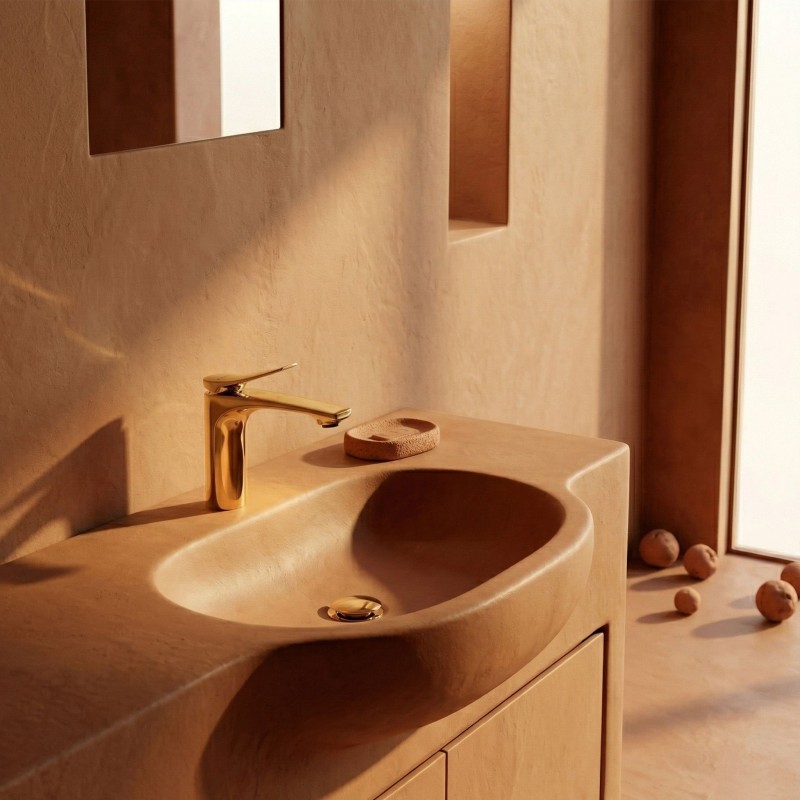 Bateria Umywalkowa PREMIUM REA Vision Złota Niska