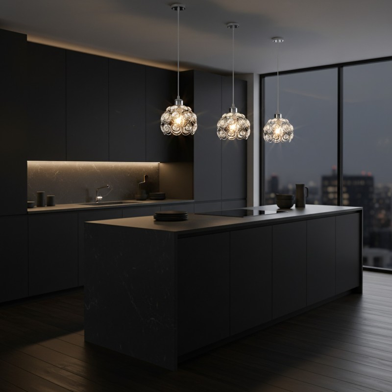 LAMPA WISZĄCA SUFITOWA KRYSZTAŁOWA APP207-1C CHROM