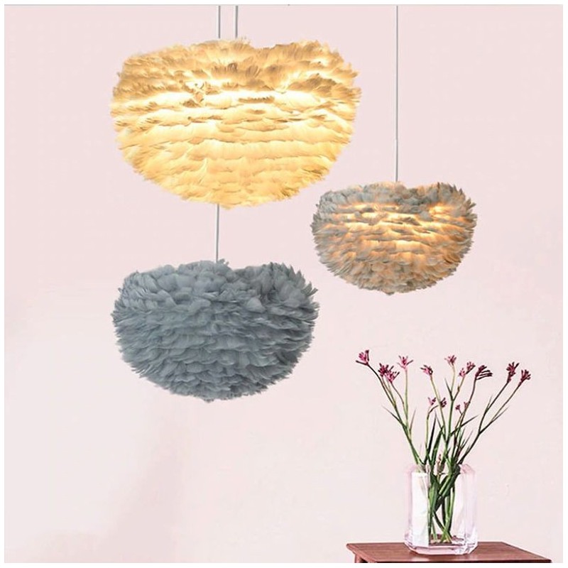 Lampa Wisząca z Piór APP335-3CP Biała