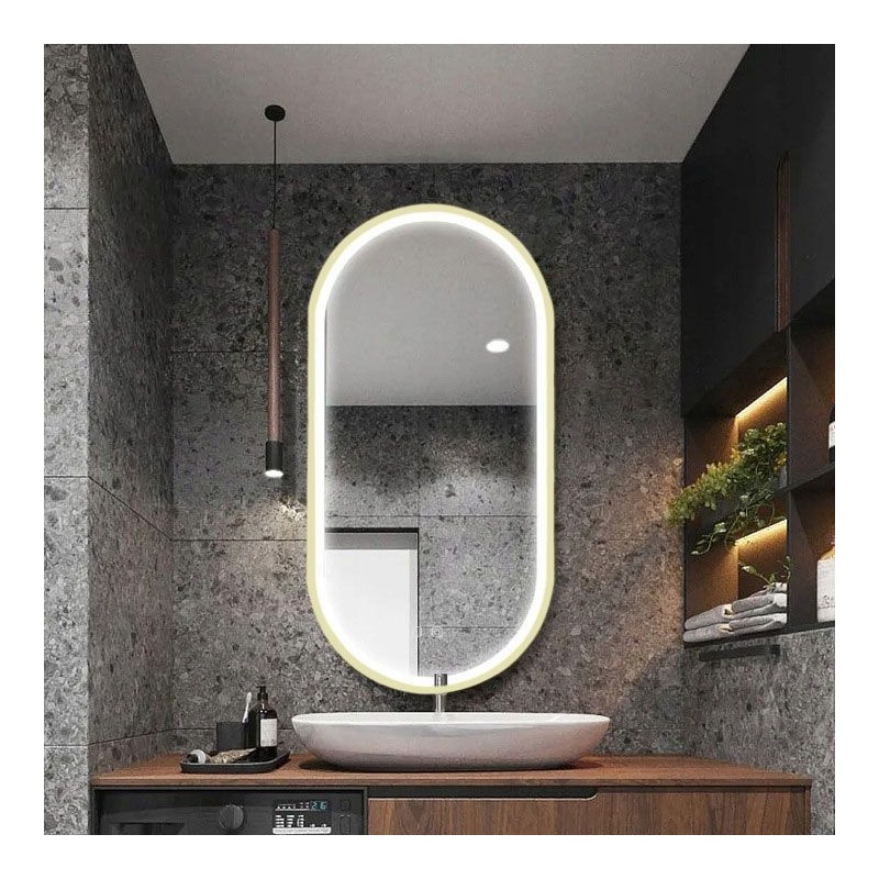 LUSTRO ŚCIENNE LED OVL 50x100cm Złote