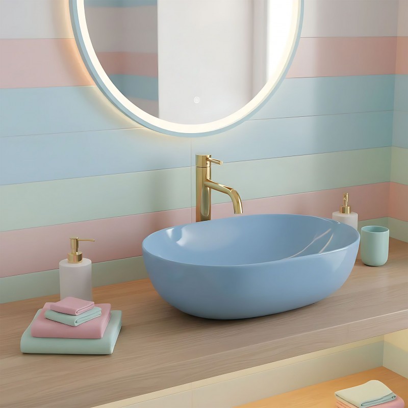 Umywalka nablatowa Rea LISA L.BLUE SHINY