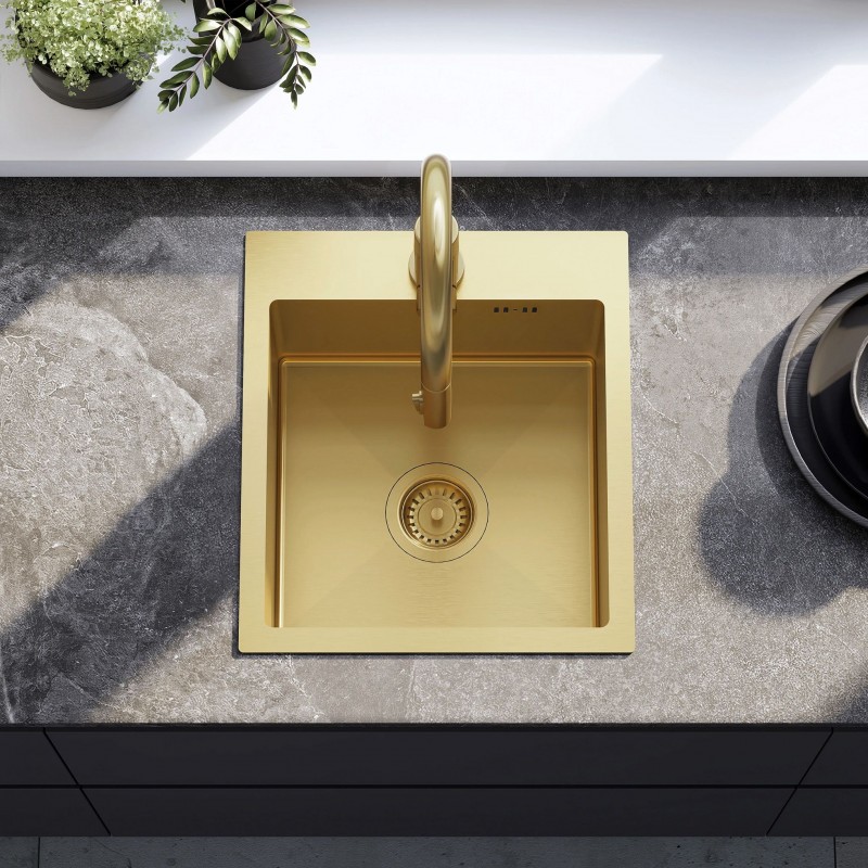 Zlewozmywak stalowy REA Leo 40 Złoty szczotkowany