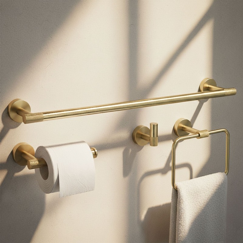 Zestaw akcesoriów łazienkowych GRID Złoty Szczotkowany 4 elementy