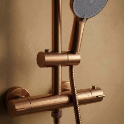 Zestaw Natryskowy bez wylewki  z termostatem Rea Lungo Miedź Szczotkowana