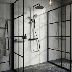 Zestaw Natryskowy bez wylewki  z termostatem Rea Lungo Czarny