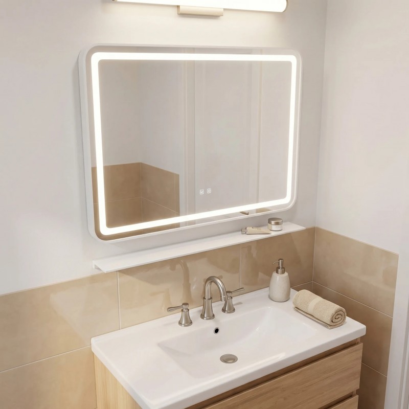 Lustro ścienne LED  z półką 80x60cm L-8060