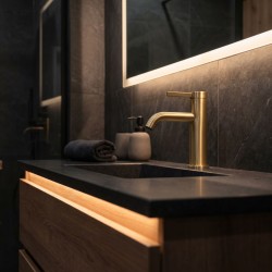 Bateria umywalkowa Rea Rivo Złota Szczotkowana