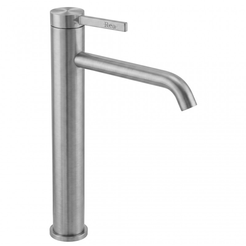 Bateria umywalkowa Rea Rivo Nikiel Szczotkowany Wysoka
