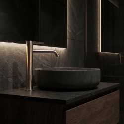 Bateria umywalkowa Rea Rivo Nikiel Szczotkowany Wysoka