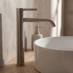 Bateria umywalkowa Rea Rivo Nikiel Szczotkowany Wysoka