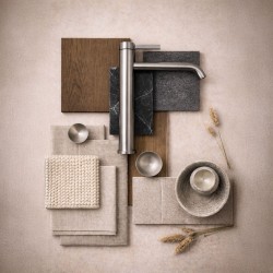 Bateria umywalkowa Rea Rivo Nikiel Szczotkowany Wysoka