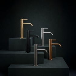 Bateria umywalkowa Rea Rivo Nikiel Szczotkowany Wysoka