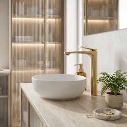 Bateria Umywalkowa PREMIUM REA Vision Złota Szczotkowana Wysoka