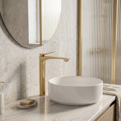 Bateria Umywalkowa PREMIUM REA Vision Złota Szczotkowana Wysoka