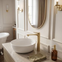 Bateria Umywalkowa PREMIUM REA Vision Złota Szczotkowana Wysoka