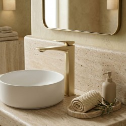 Bateria Umywalkowa PREMIUM REA Prime Złota Szczotkowana Wysoka