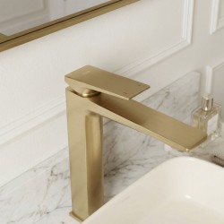 Bateria Umywalkowa PREMIUM REA Prime Złota Szczotkowana Wysoka