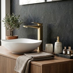 Bateria Umywalkowa PREMIUM REA Prime Złota Szczotkowana Wysoka