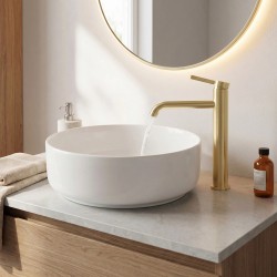 Bateria umywalkowa Rea Rivo Złota Szczotkowana Wysoka