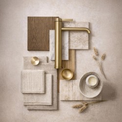 Bateria umywalkowa Rea Rivo Złota Szczotkowana Wysoka