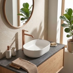 Bateria umywalkowa Rea Rivo Miedź Szczotkowana Wysoka