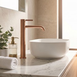 Bateria umywalkowa Rea Rivo Miedź Szczotkowana Wysoka