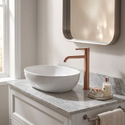 Bateria umywalkowa Rea Rivo Miedź Szczotkowana Wysoka