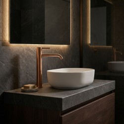 Bateria umywalkowa Rea Rivo Miedź Szczotkowana Wysoka